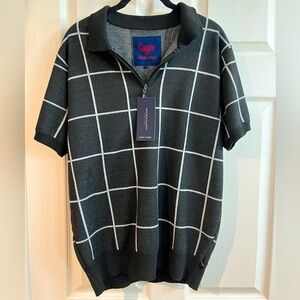 DENIM & FLOWERS men’s zip polo shirt BNWT